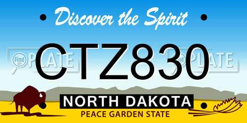 CTZ830 North Dakota License Plate