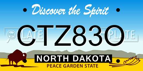 CTZ83O North Dakota License Plate