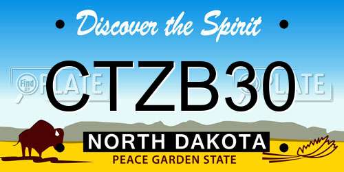 CTZB30 North Dakota License Plate
