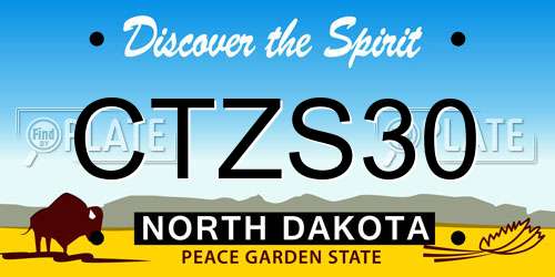 CTZS30 North Dakota License Plate