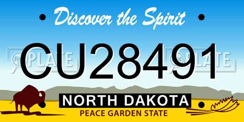 CU28491 North Dakota License Plate