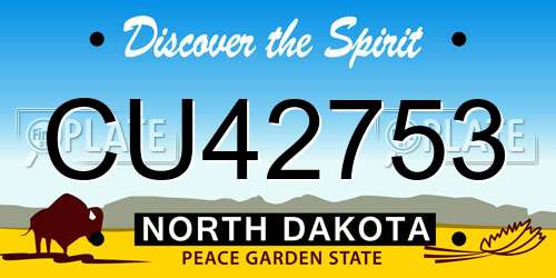 CU42753 North Dakota License Plate