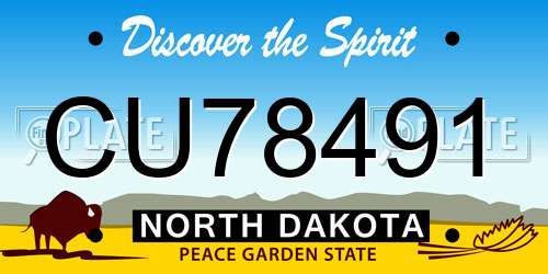 CU78491 North Dakota License Plate