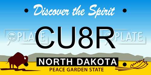 CU8R North Dakota License Plate