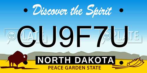 CU9F7U North Dakota License Plate