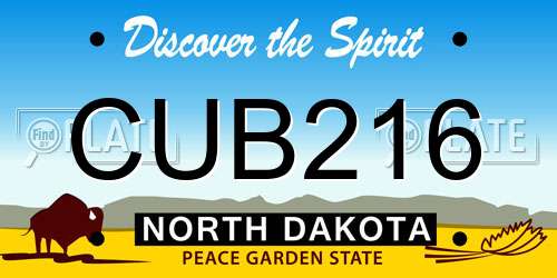 CUB216 North Dakota License Plate