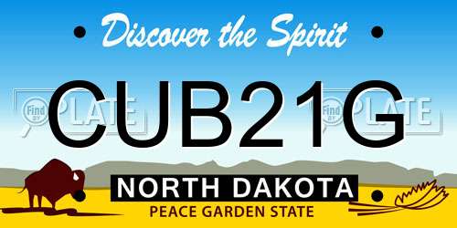 CUB21G North Dakota License Plate