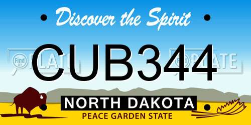 CUB344 North Dakota License Plate