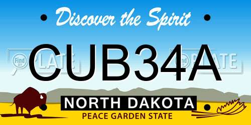 CUB34A North Dakota License Plate