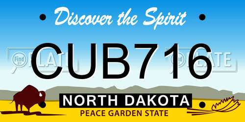 CUB716 North Dakota License Plate