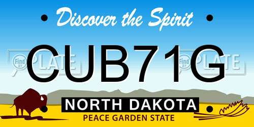 CUB71G North Dakota License Plate