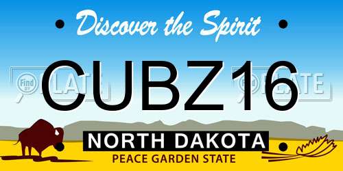 CUBZ16 North Dakota License Plate