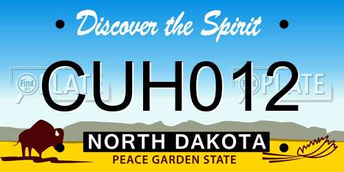 CUH012 North Dakota License Plate