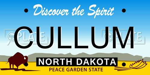 CULLUM North Dakota License Plate