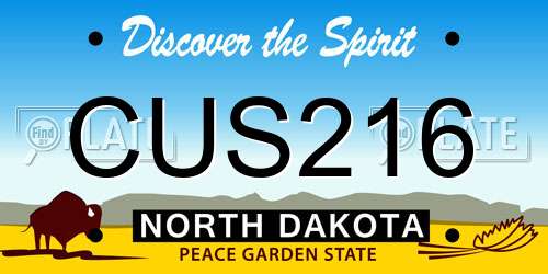 CUS216 North Dakota License Plate