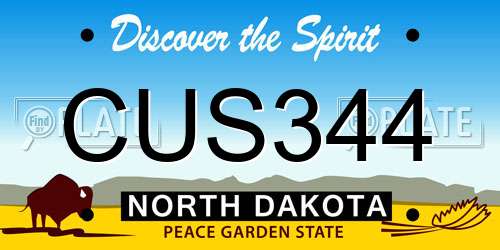 CUS344 North Dakota License Plate