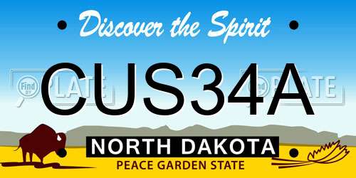 CUS34A North Dakota License Plate