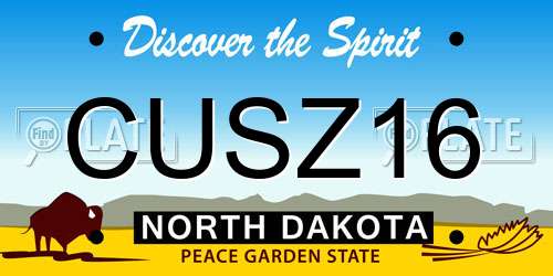 CUSZ16 North Dakota License Plate