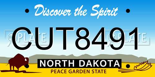 CUT8491 North Dakota License Plate