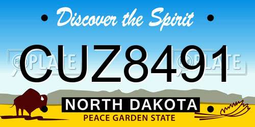 CUZ8491 North Dakota License Plate