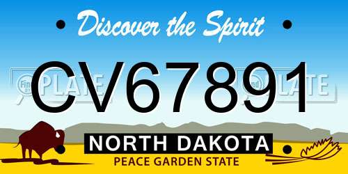CV67891 North Dakota License Plate
