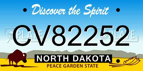 CV82252 North Dakota License Plate