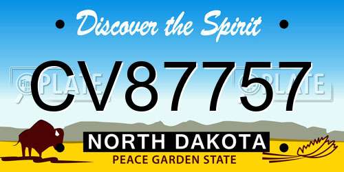 CV87757 North Dakota License Plate
