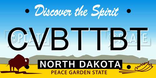 CVBTTBT North Dakota License Plate
