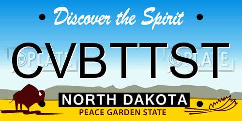CVBTTST North Dakota License Plate