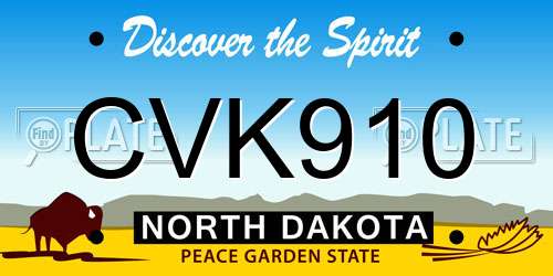 CVK910 North Dakota License Plate