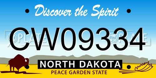 CW09334 North Dakota License Plate