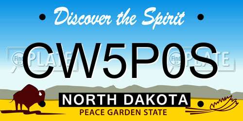 CW5P0S North Dakota License Plate