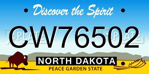 CW76502 North Dakota License Plate