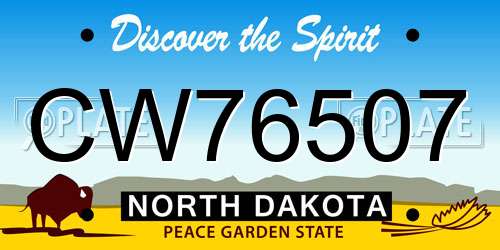 CW76507 North Dakota License Plate
