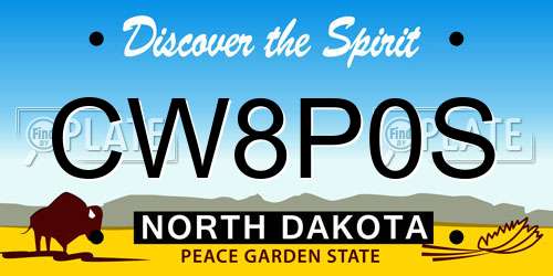CW8P0S North Dakota License Plate