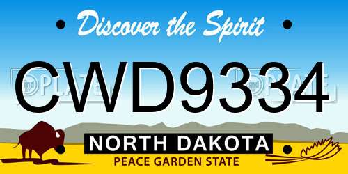 CWD9334 North Dakota License Plate