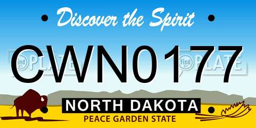 CWN0177 North Dakota License Plate