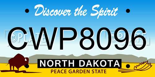 CWP8096 North Dakota License Plate