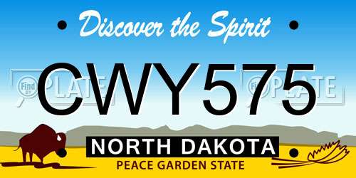 CWY575 North Dakota License Plate