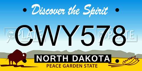 CWY578 North Dakota License Plate