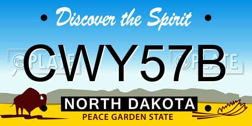 CWY57B North Dakota License Plate