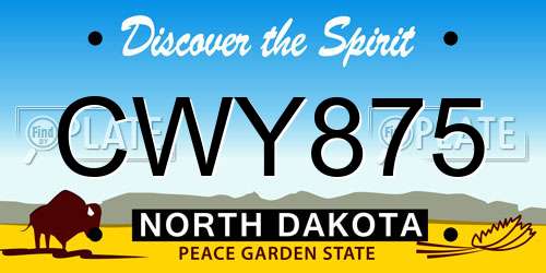 CWY875 North Dakota License Plate