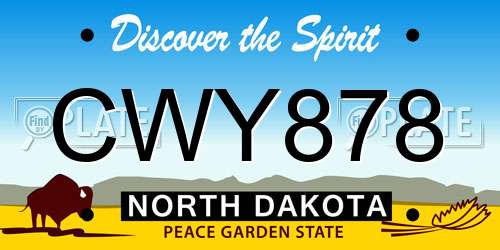 CWY878 North Dakota License Plate