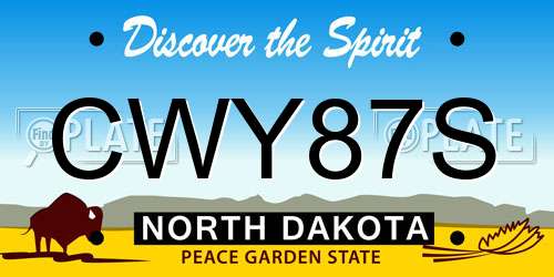 CWY87S North Dakota License Plate