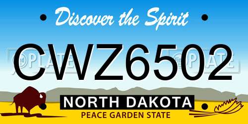 CWZ6502 North Dakota License Plate