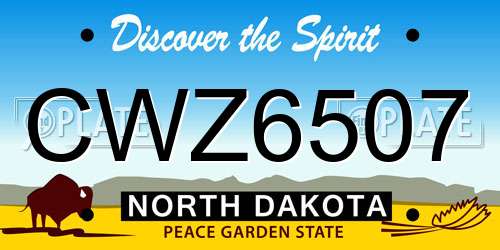 CWZ6507 North Dakota License Plate