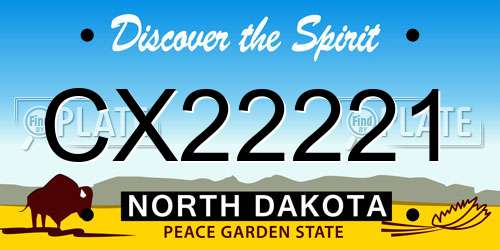 CX22221 North Dakota License Plate