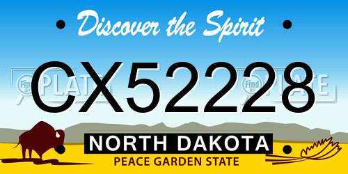 CX52228 North Dakota License Plate
