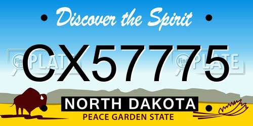 CX57775 North Dakota License Plate