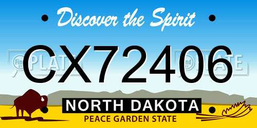 CX72406 North Dakota License Plate